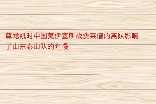 尊龙凯时中国莫伊塞斯战费莱僧的离队影响了山东泰山队的弁慢