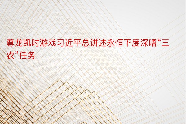 尊龙凯时游戏习近平总讲述永恒下度深嗜“三农”任务