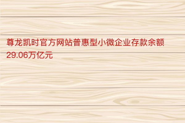 尊龙凯时官方网站普惠型小微企业存款余额29.06万亿元