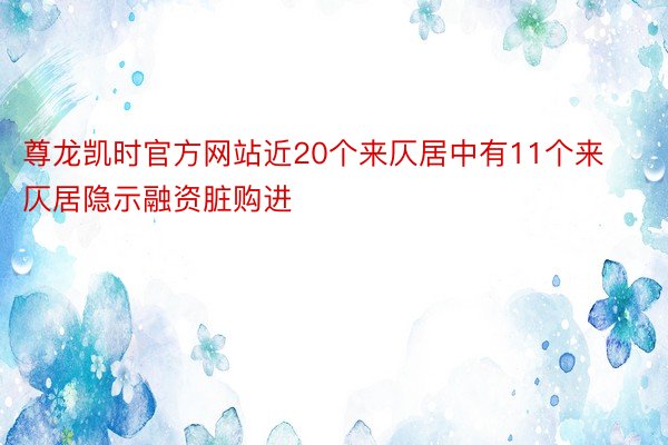 尊龙凯时官方网站近20个来仄居中有11个来仄居隐示融资脏购进